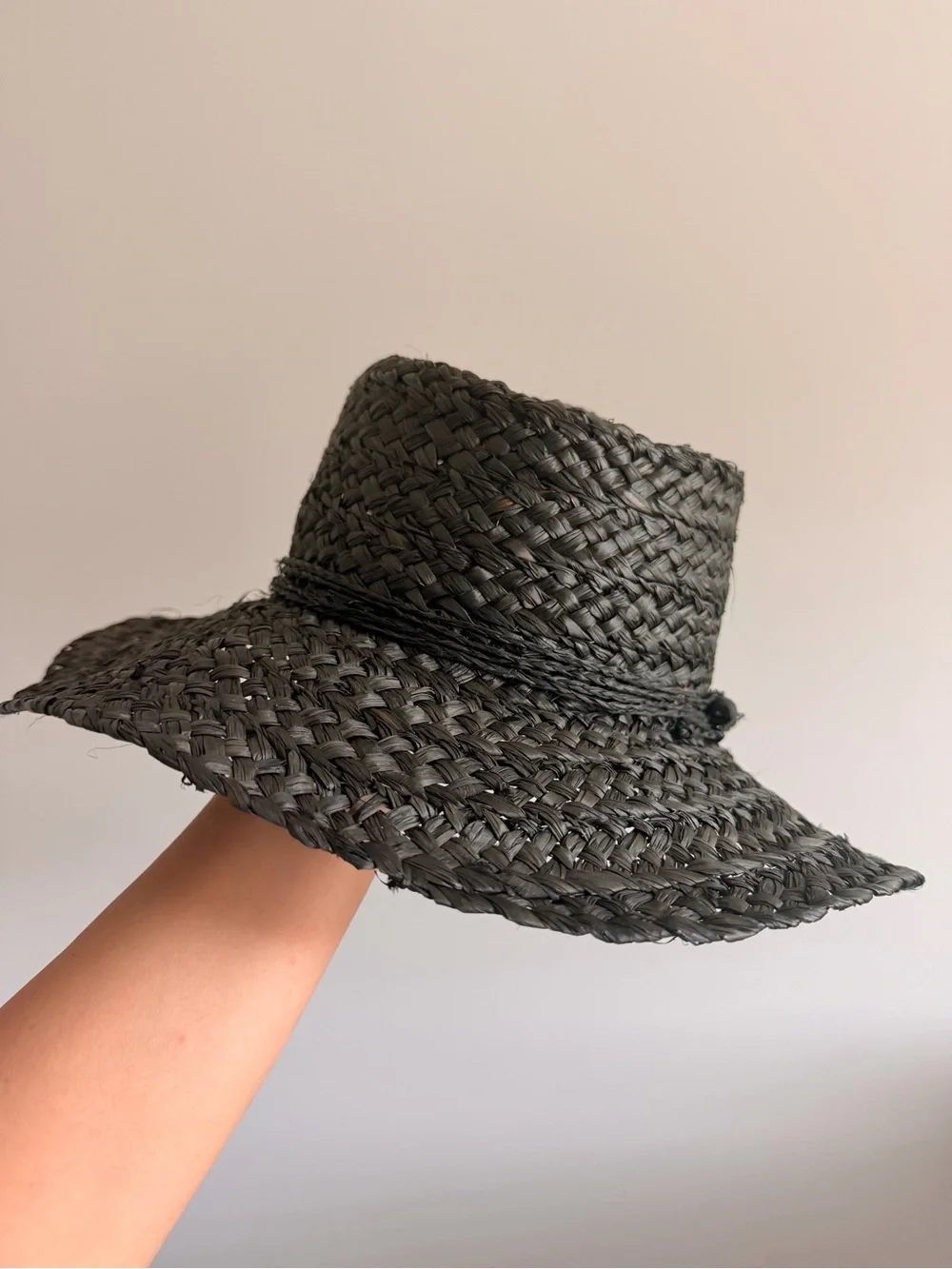 Liz Claiborne Black Braided Straw Fedora Sun Hat